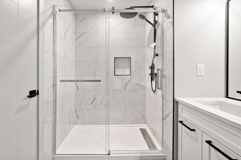 Elegant Shower with Marble Tiles